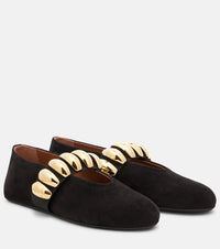 Alaia Embellished suede ballet flats
