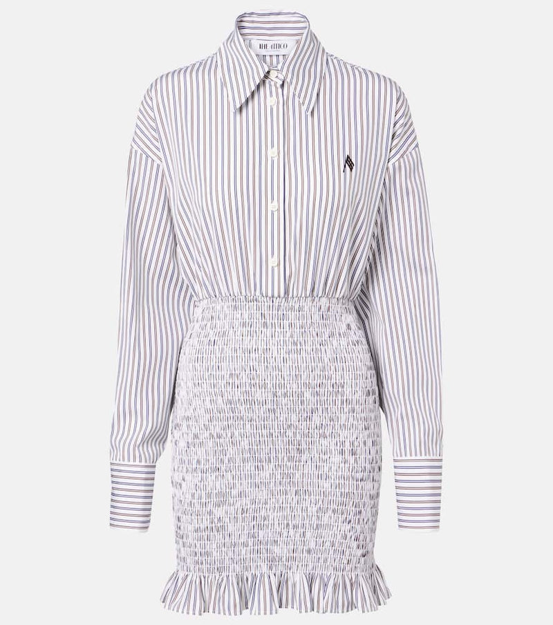 The Attico Striped ruched cotton shirt dress