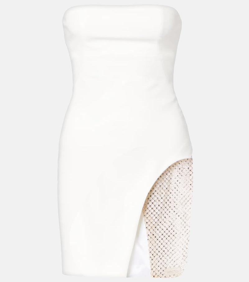 The Attico Embellished strapless cady minidress