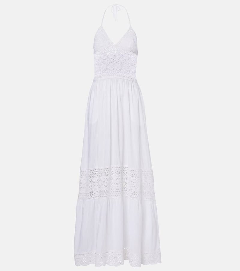 Anna Kosturova Filigree crochet halterneck maxi dress