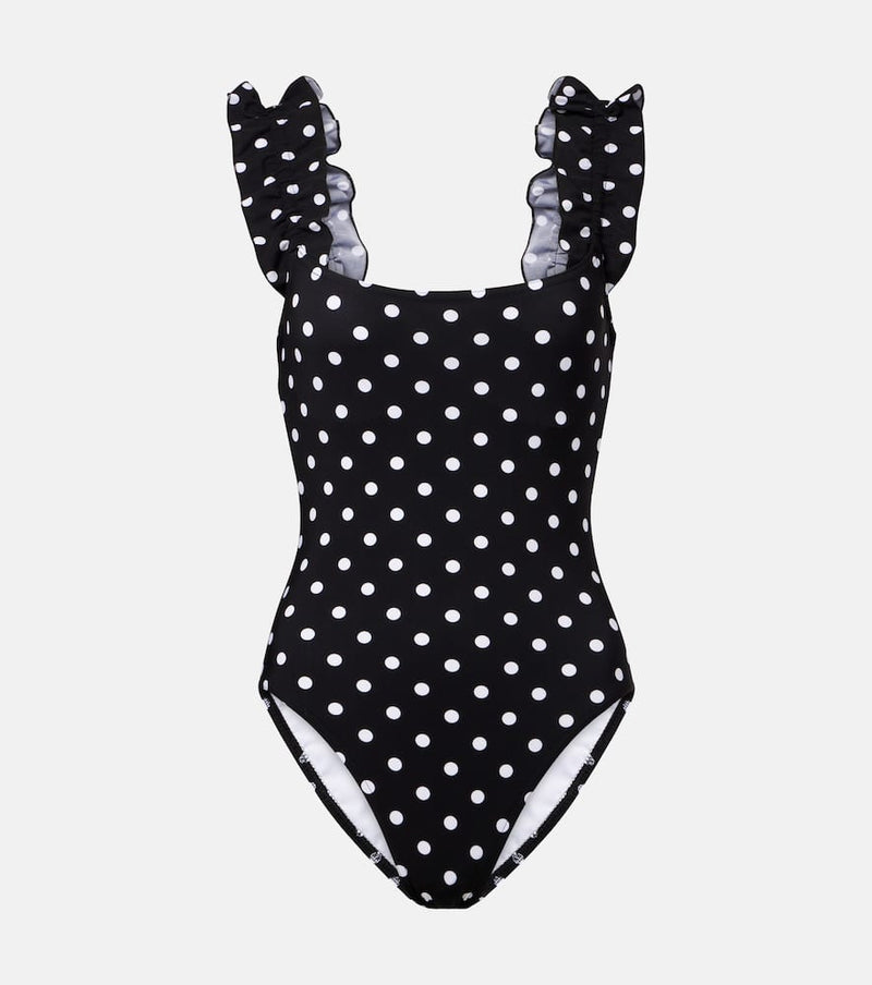 Karla Colletto Polka-dot ruffled swimsuit