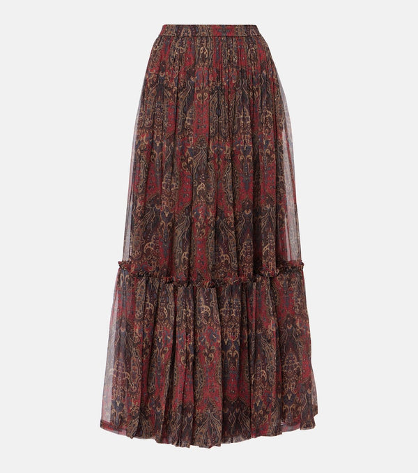 Saint Laurent Paisley silk crepon maxi skirt