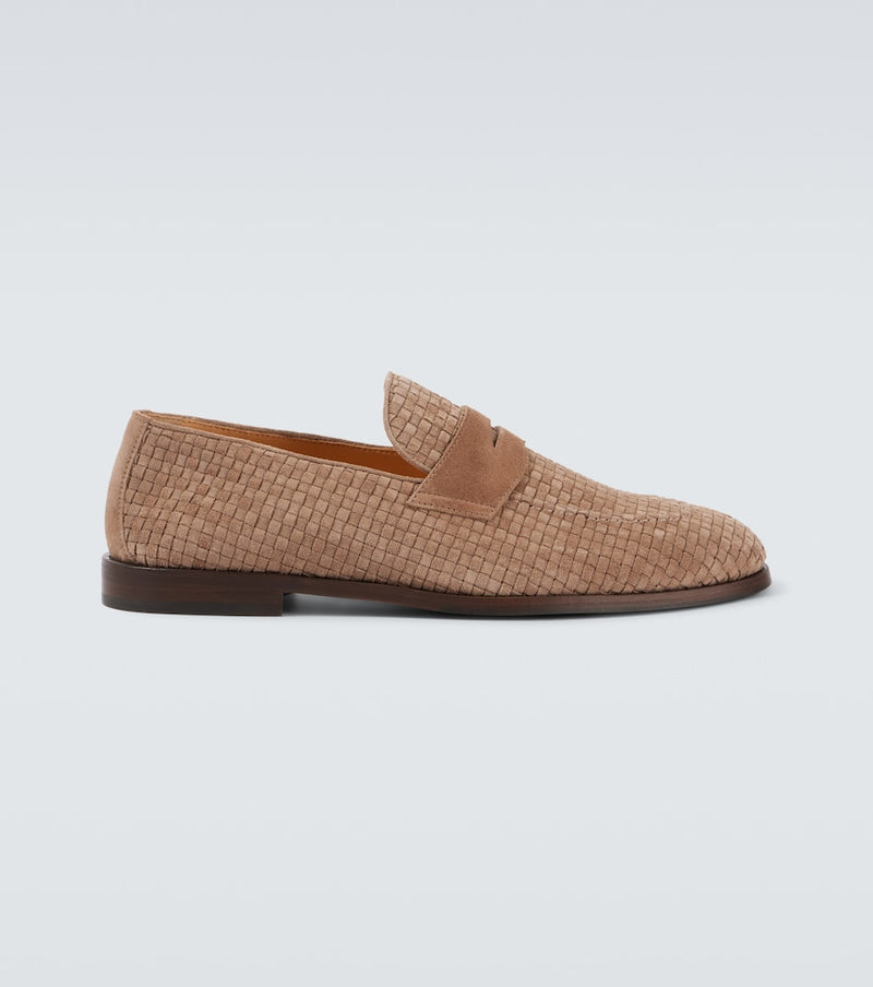 Brunello Cucinelli Woven suede penny loafers