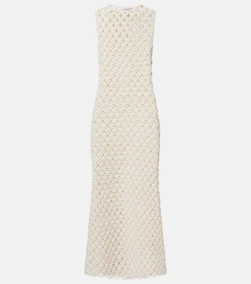 Alaia Open-knit cotton-blend maxi dress