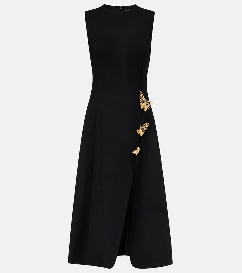 Oscar de la Renta Embellished wool-blend cocktail dress