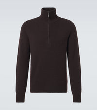 Brioni Wool and silk half-zip sweater