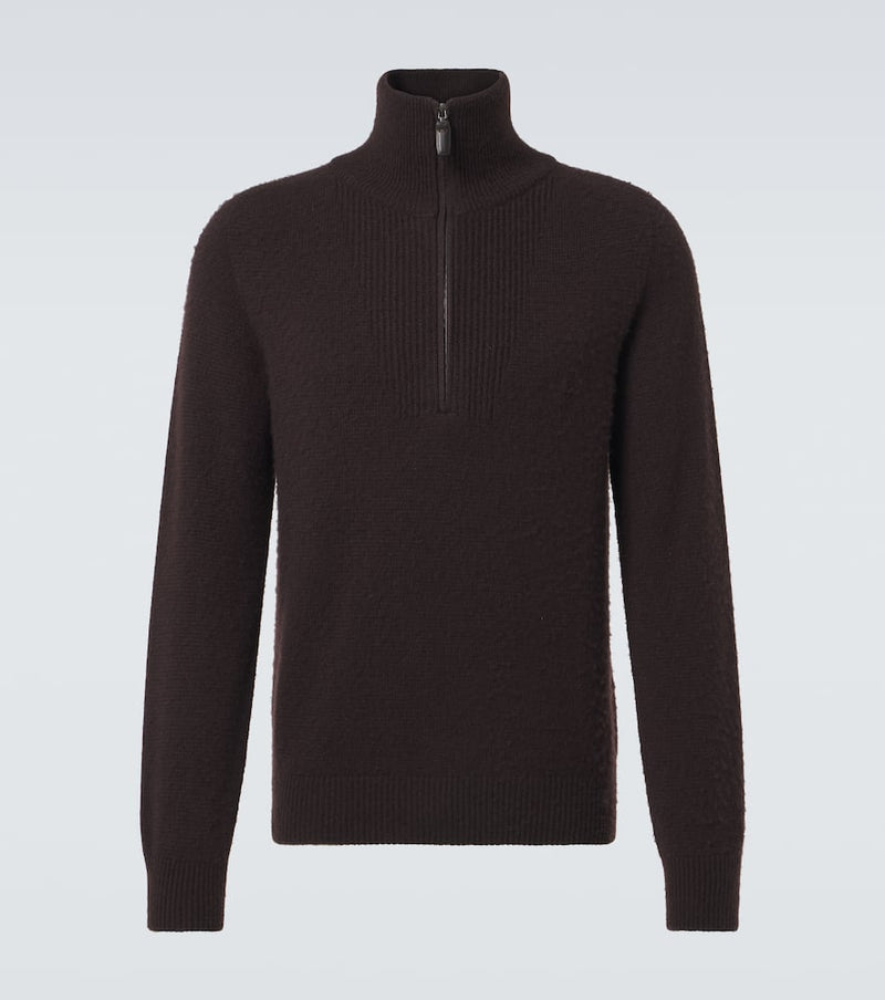 Brioni Wool and silk half-zip sweater