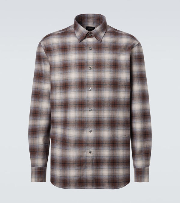 Brioni Checked cotton flannel shirt