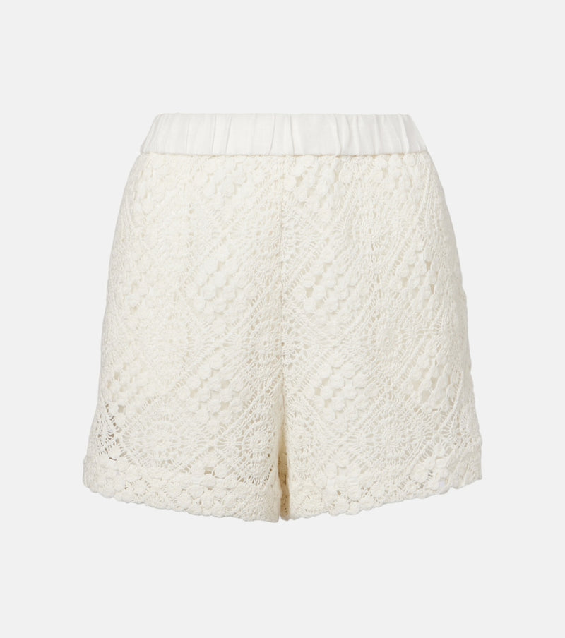 SIR Crochet high-rise cotton shorts