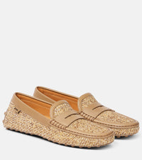 Tod's Gommino leather-trimmed tweed driving shoes