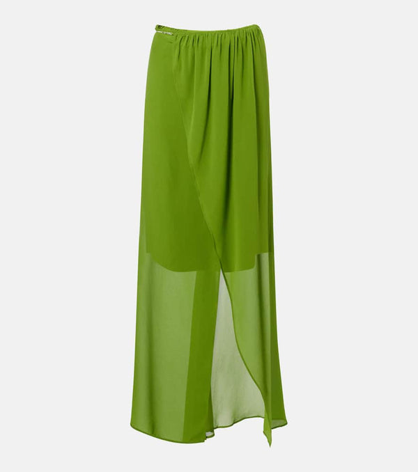 Christopher Esber Chain-detail silk georgette wrap skirt