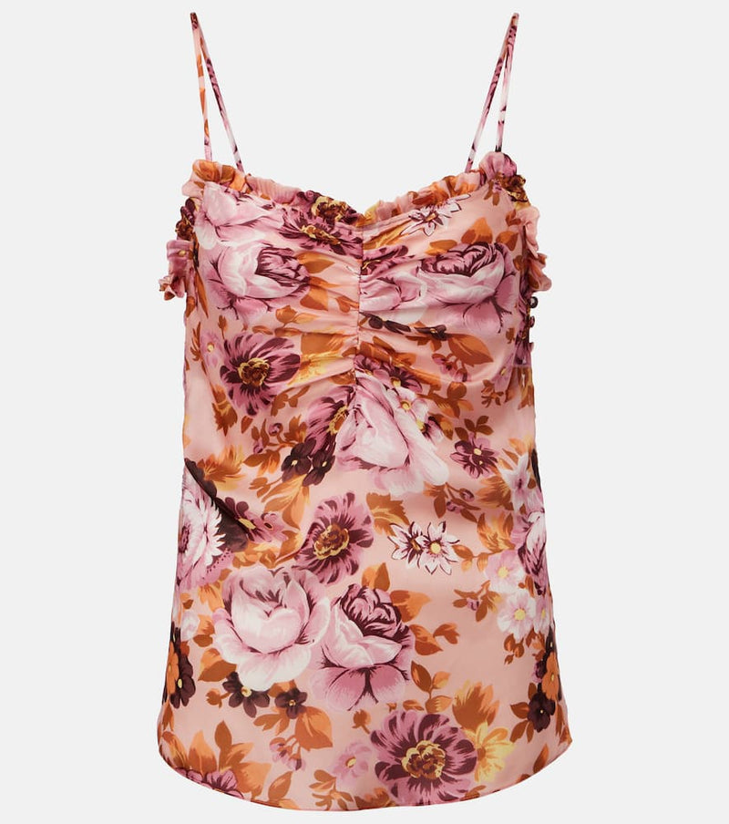 Chloe Ruched floral silk camisole