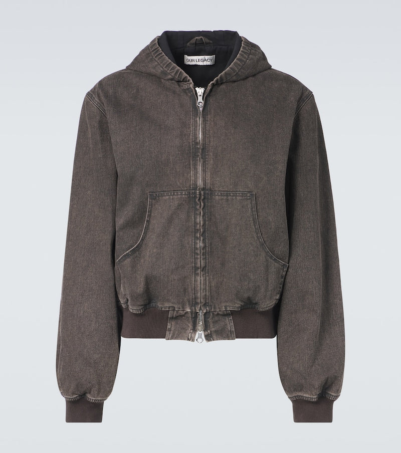 Our Legacy Bank coated denim zip-up hoodie