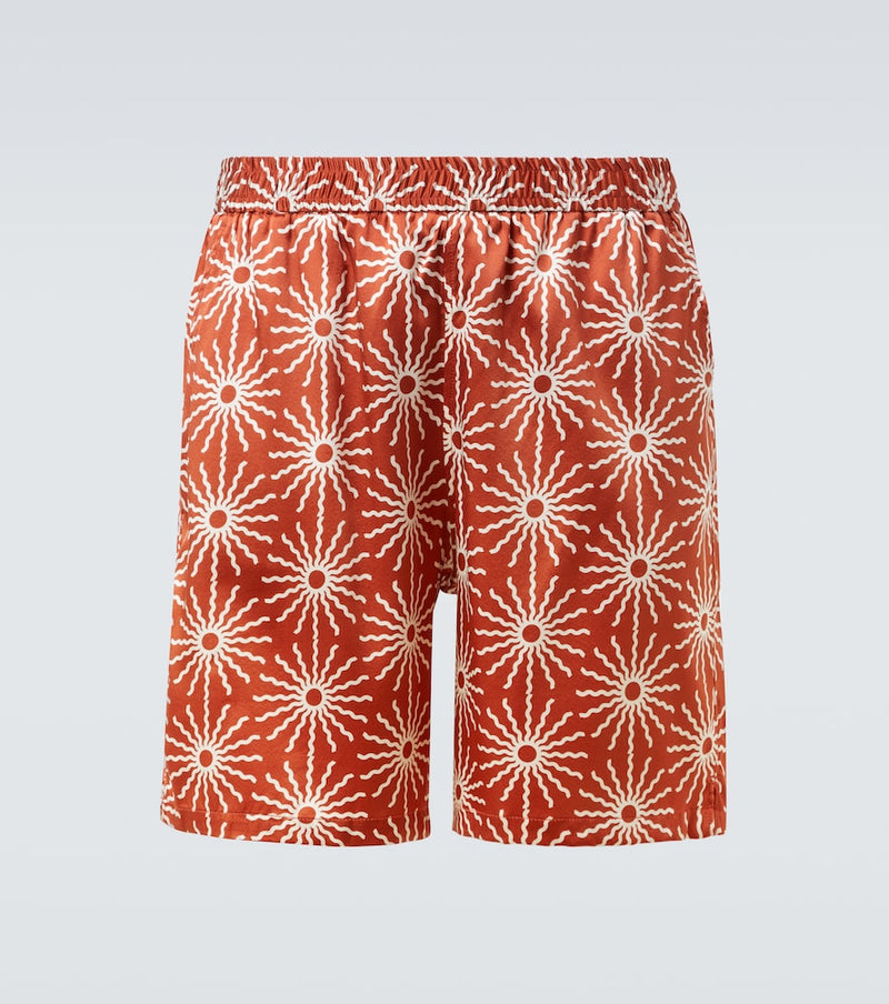 Frescobol Carioca Palma printed silk-blend shorts