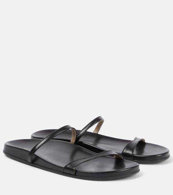 The Row Hugh leather slides