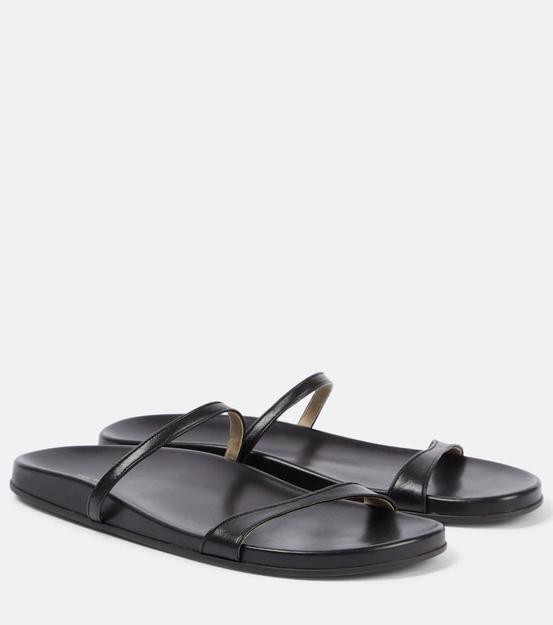 The Row Hugh leather slides
