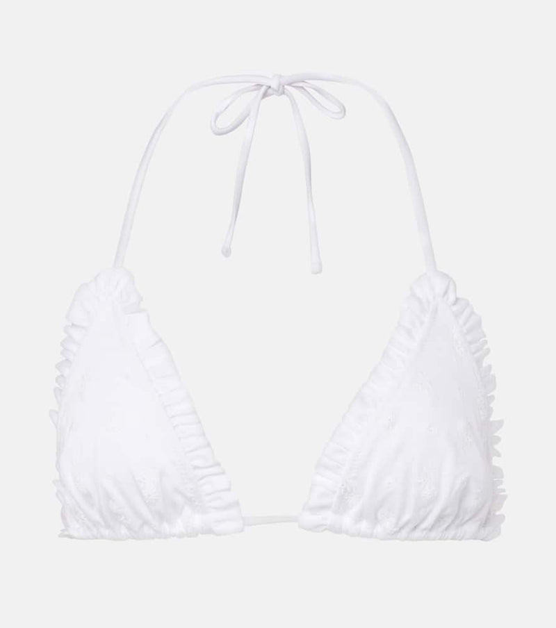 Chloe Broderie anglaise ruffled bikini top