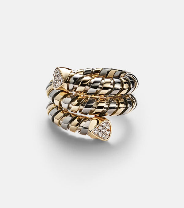 Marina B Trisola 18kt gold and titanium ring with diamonds