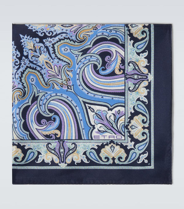 Etro Paisley printed silk pocket square