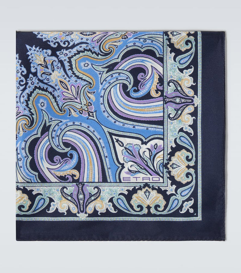 Etro Paisley printed silk pocket square