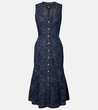 Etro Printed denim midi dress