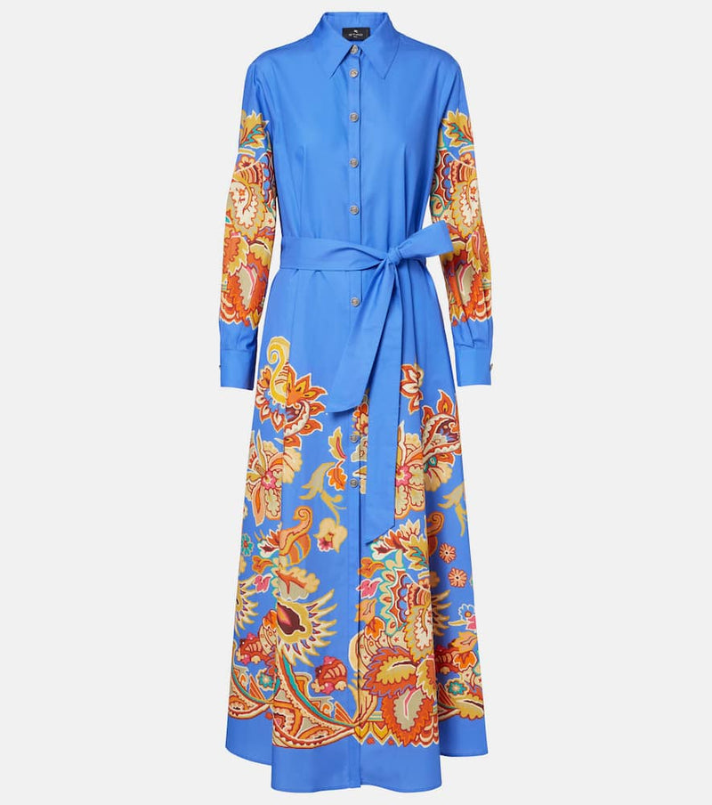 Etro Belted paisley cotton maxi dress