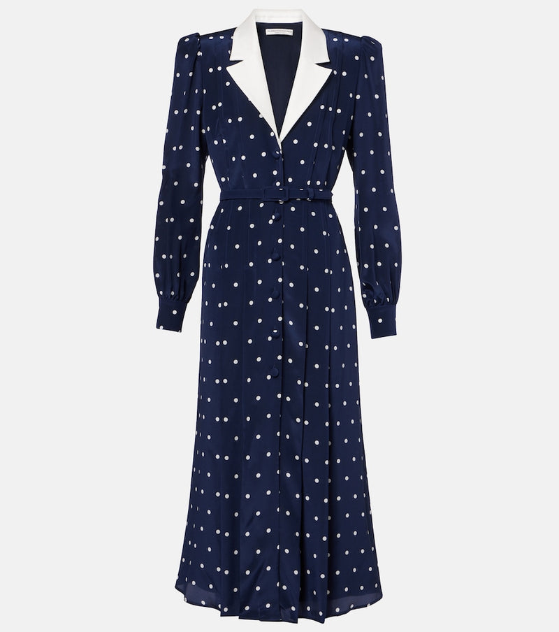 Alessandra Rich Polka-dot silk satin shirt dress