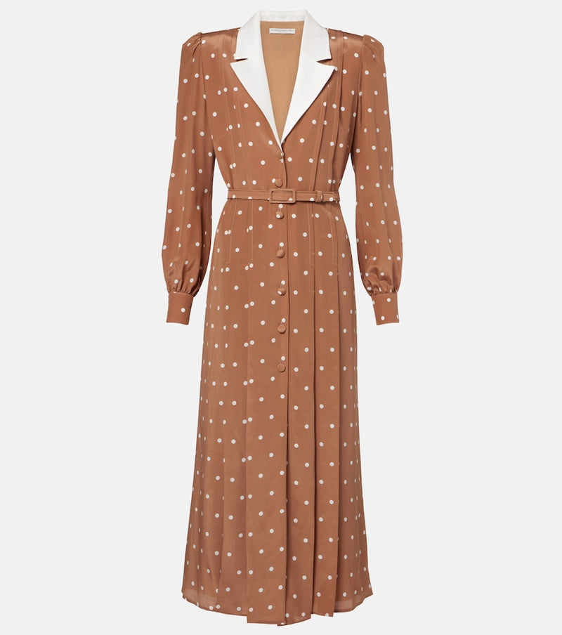 Alessandra Rich Polka-dot silk satin shirt dress