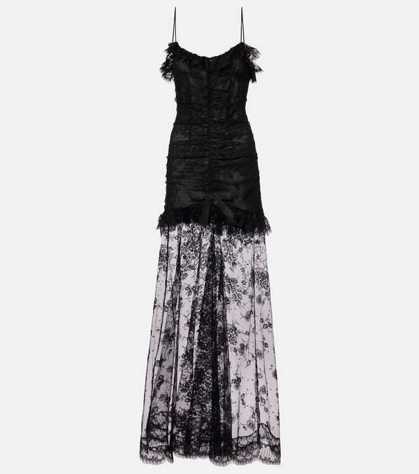 Alessandra Rich Bow-detail cotton-blend lace gown