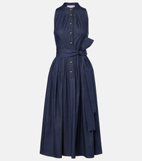 Carolina Herrera Gathered cotton-blend midi dress