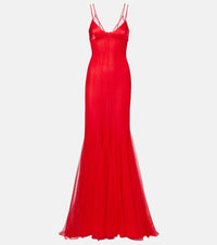 David Koma Satin and tulle gown