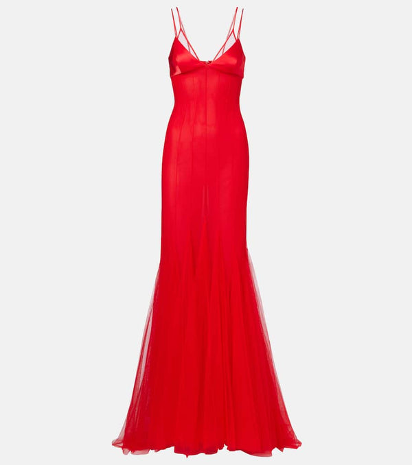 David Koma Satin and tulle gown