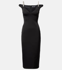 David Koma Crystal-embellished satin midi dress