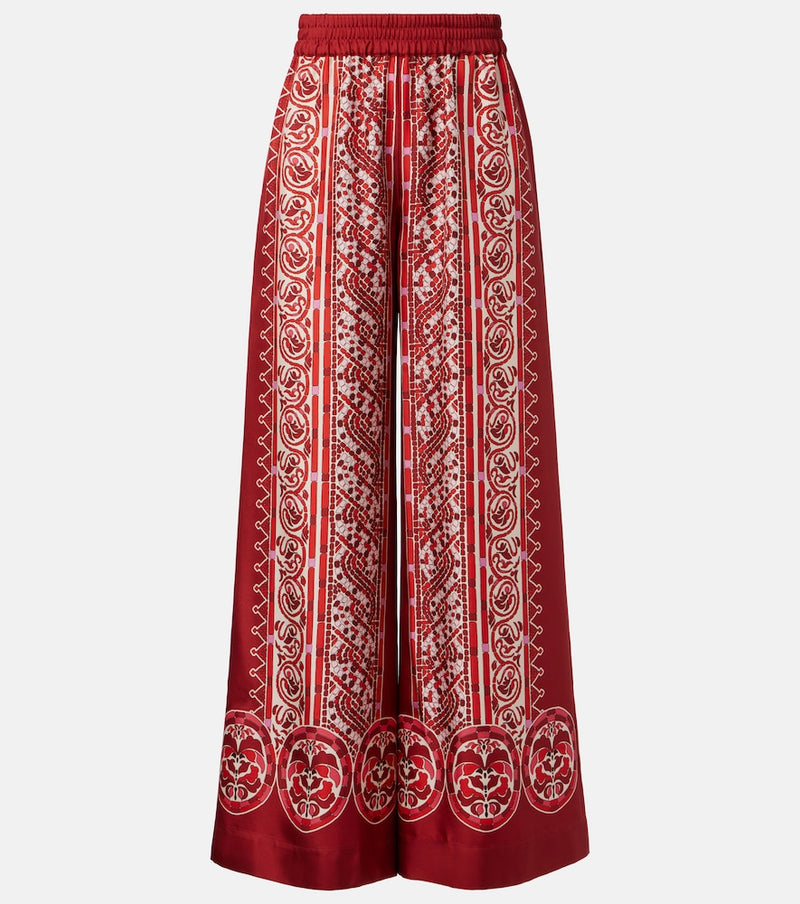 La DoubleJ Printed silk twill palazzo pants