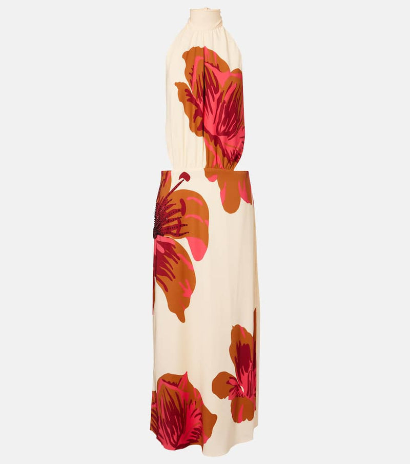 Johanna Ortiz Floral halterneck silk crepe maxi dress