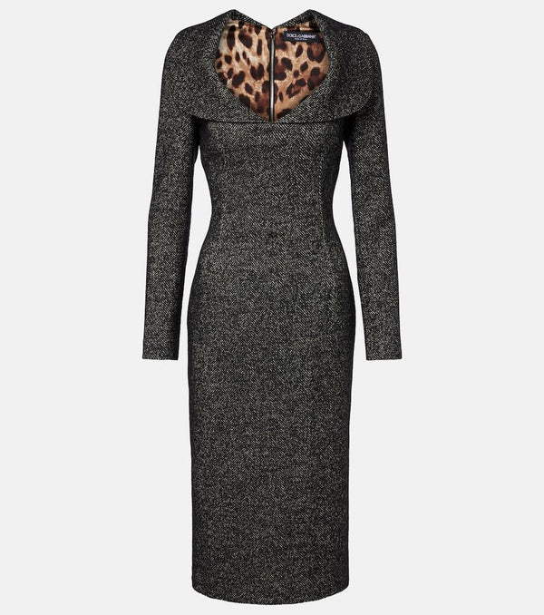 Dolce & Gabbana Herringbone wool-blend tweed midi dress