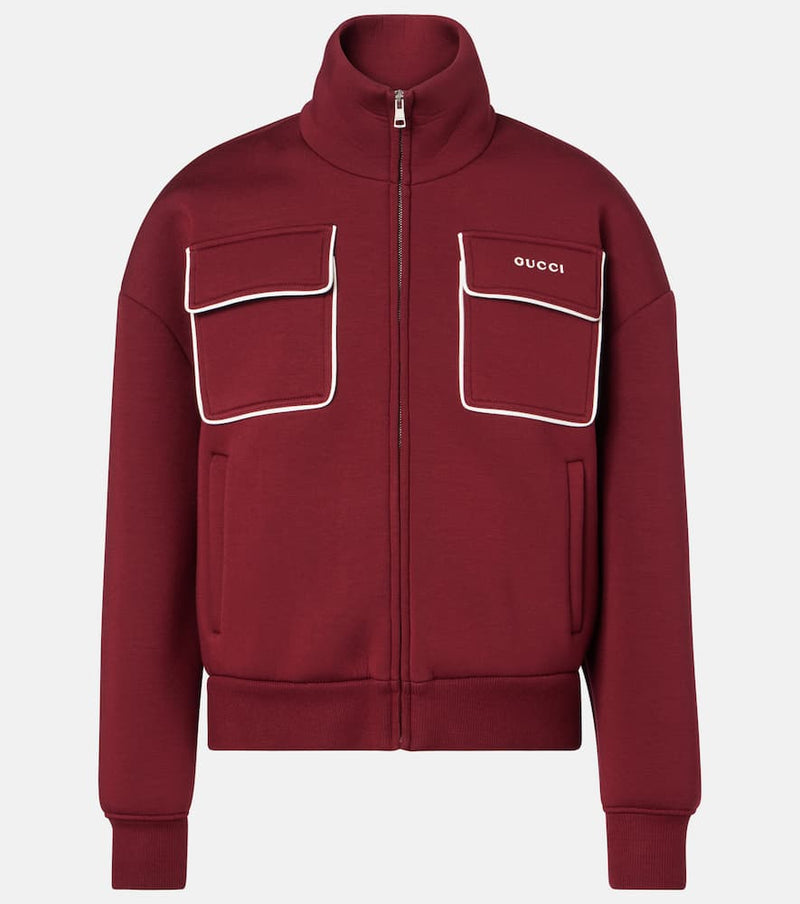 Gucci Logo jersey zip-up sweatshirt