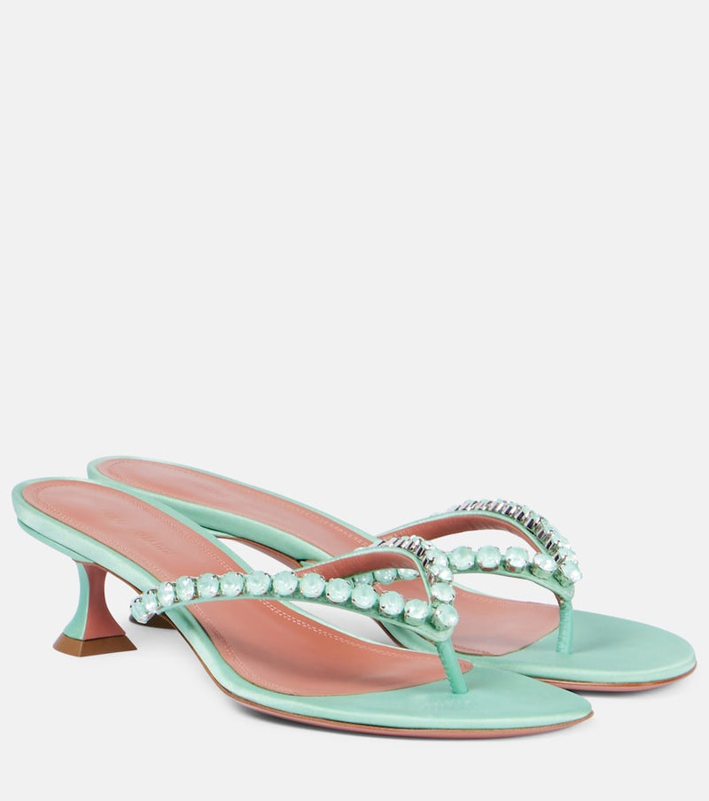 Amina Muaddi Gigi 45 embellished satin thong sandals