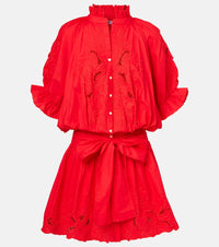 Juliet Dunn Broderie anglaise cotton poplin minidress
