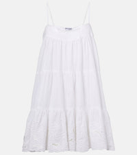 Juliet Dunn Embroidered cotton poplin slip dress