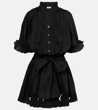 Juliet Dunn Embroidered cotton poplin minidress