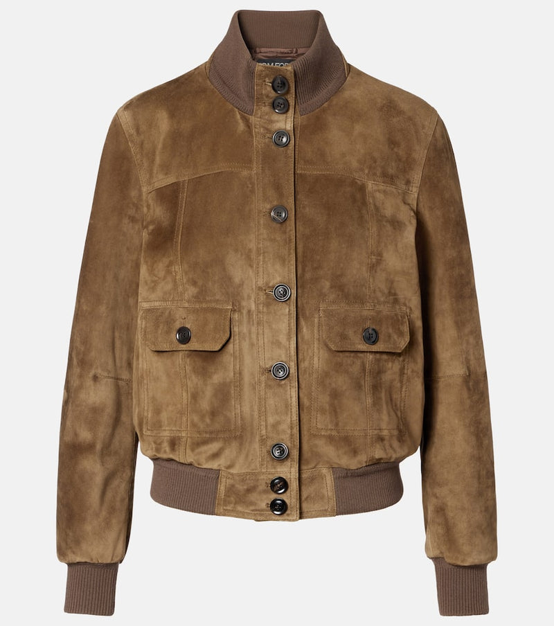 Tom Ford Suede Bomber Jacket Brown