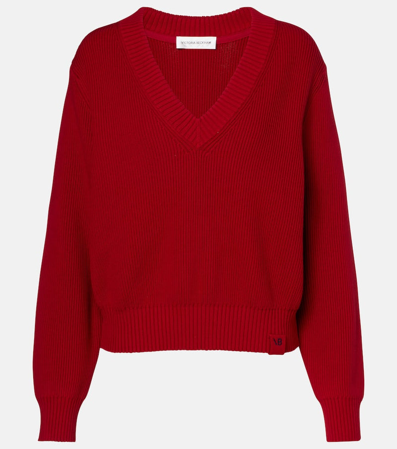 Victoria Beckham Ribbed-knit cotton and silk-blend sweater