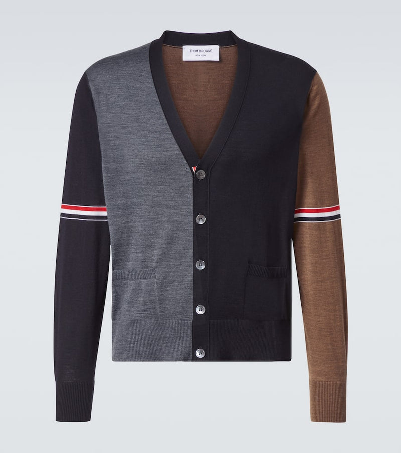 Thom Browne Colorblocked virgin wool cardigan