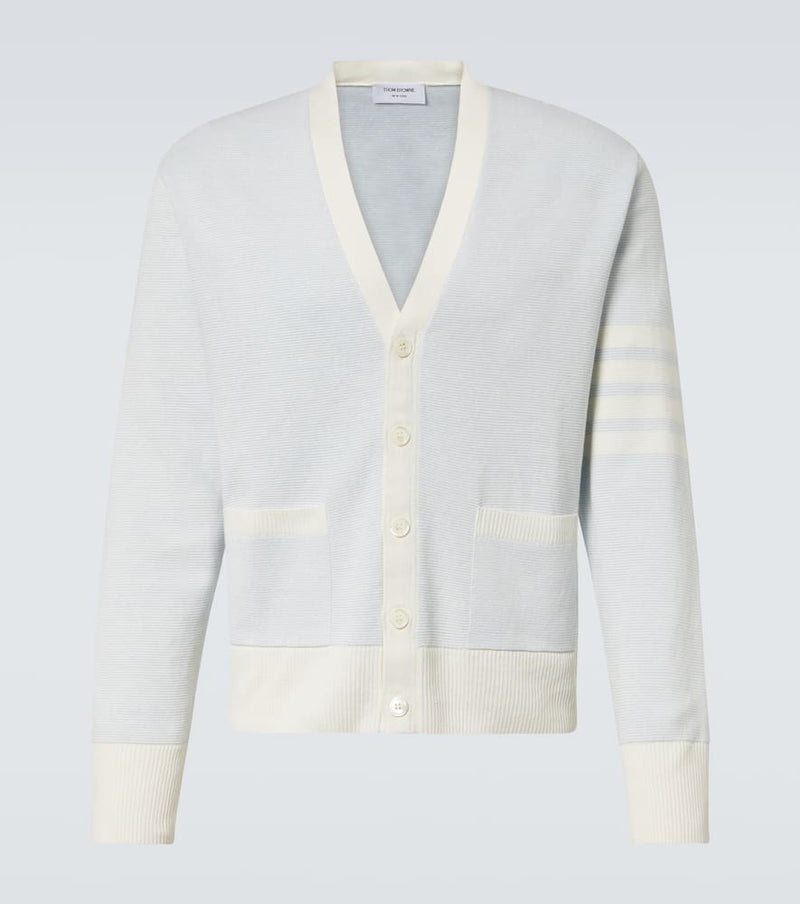 Thom Browne 4-Bar linen and cotton cardigan