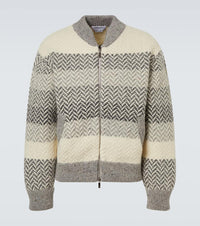 Thom Browne Chevron striped wool and mohair zip-up cardigan