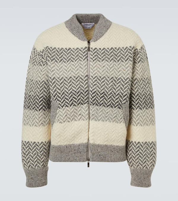 Thom Browne Chevron striped wool and mohair zip-up cardigan