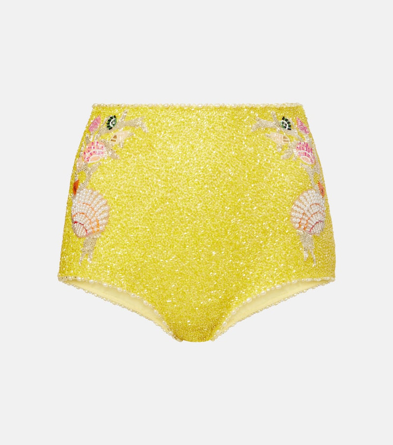 Clio Peppiatt Marina embellished high-rise micro shorts