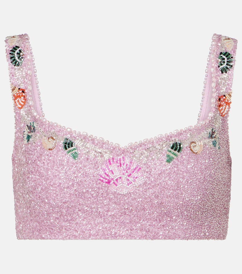 Clio Peppiatt Marina embellished crop top