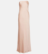 Norma Kamali Strapless Crepe Satin Maxi Dress Pink